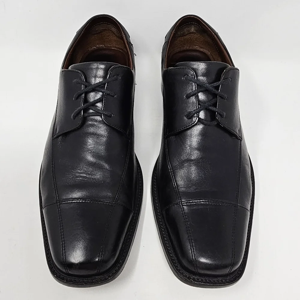 Johnston & Murphy Dobson Black Leather Cap Toe Sheepskin Lining‎ Mens Size US 11